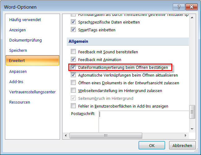 TBarCode Office with Word 2007 - Word Options